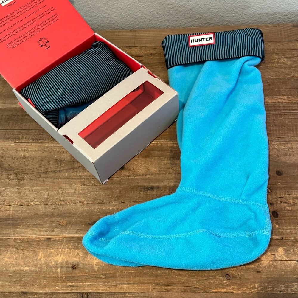 Hunter Boot Socks Tall in Sky Blue and Black - Size Large